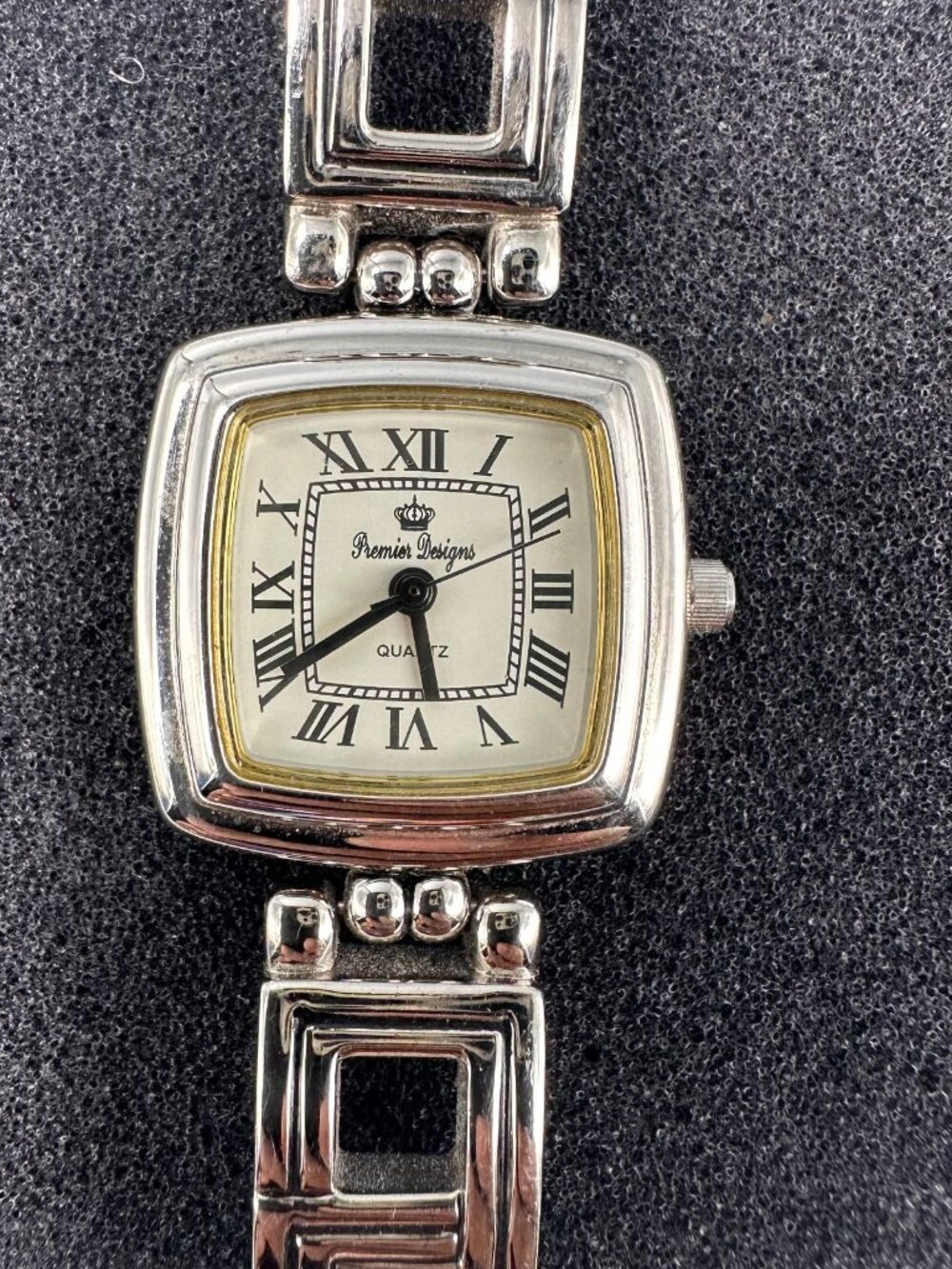 Premier Designs Watch Womens Silver Tone Square Dial Roman Numerals New Battery
